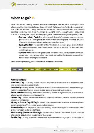 example page 1 from our offline Travel Guide for New Caledonia